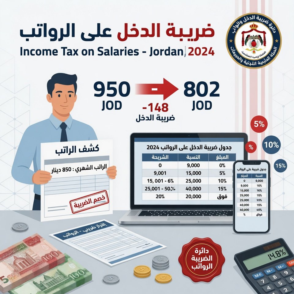 💰 ضريبة الدخل على الرواتب في الأردن