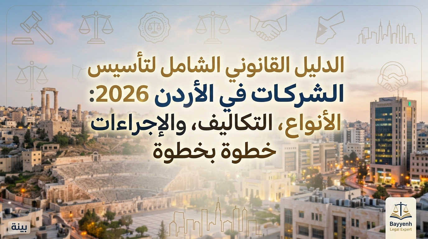 دليل 2026 الشامل حول تأسيس شركة في الأردن وفق قانون الشركات  تعرف على الإجراءات خطوة بخطوة، التكاليف، والأوراق المطلوبة لتأسيس شركتك بنجاح 