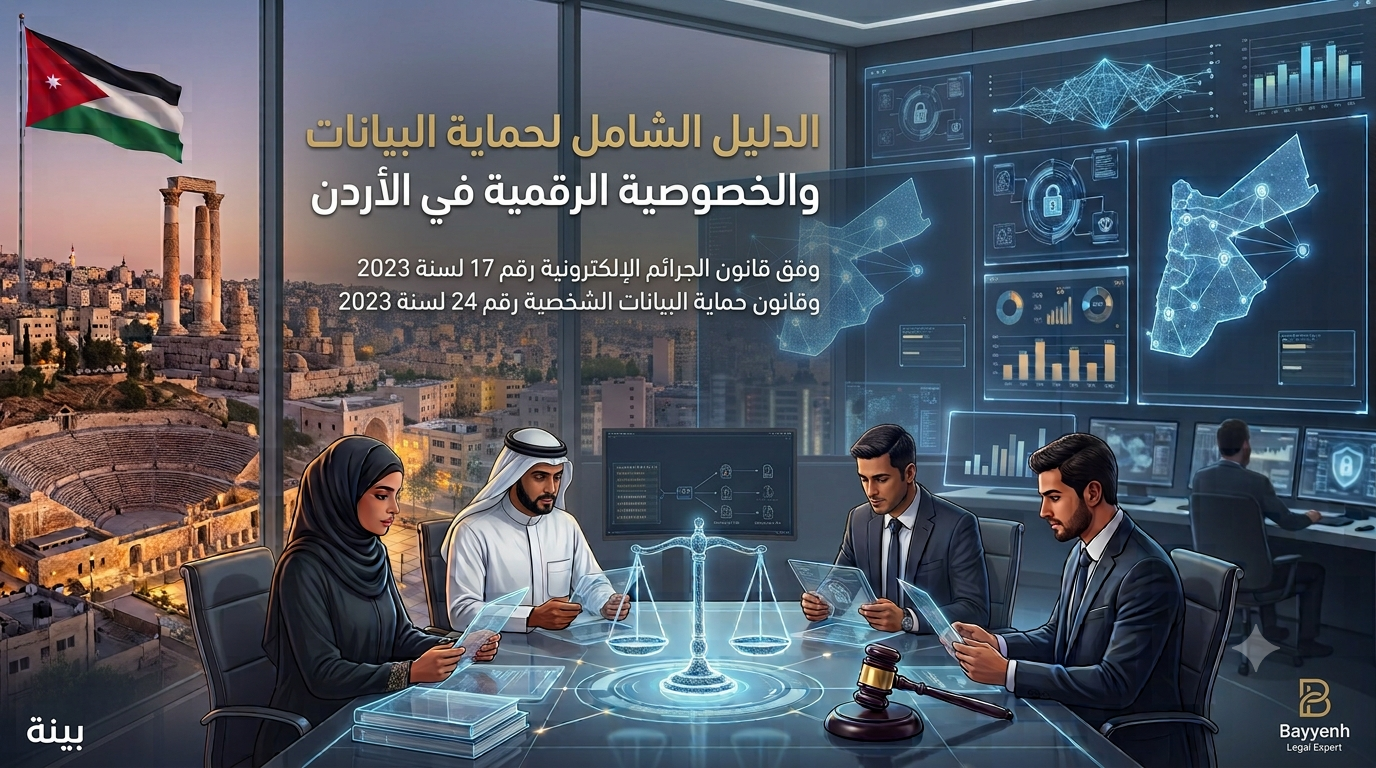 الخصوصية الرقمية وحماية البيانات الشخصية في الأردن وفق قانون 2023: الدليل الشامل لعام 2026 - بيّنة الخصوصية الرقمية وحماية البيانات الشخصية في الأردن وفق قانون 2023: الدليل الشامل لعام 2026