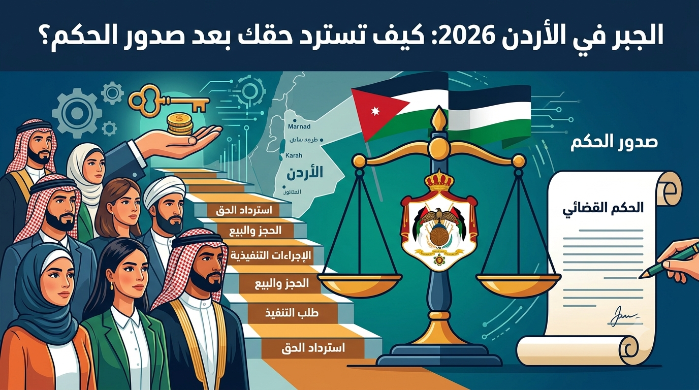 التنفيذ الجبري في الأردن 2026: كيف تسترد حقك بعد صدور الحكم؟ - بيّنة التنفيذ الجبري في الأردن 2026: كيف تسترد حقك بعد صدور الحكم؟